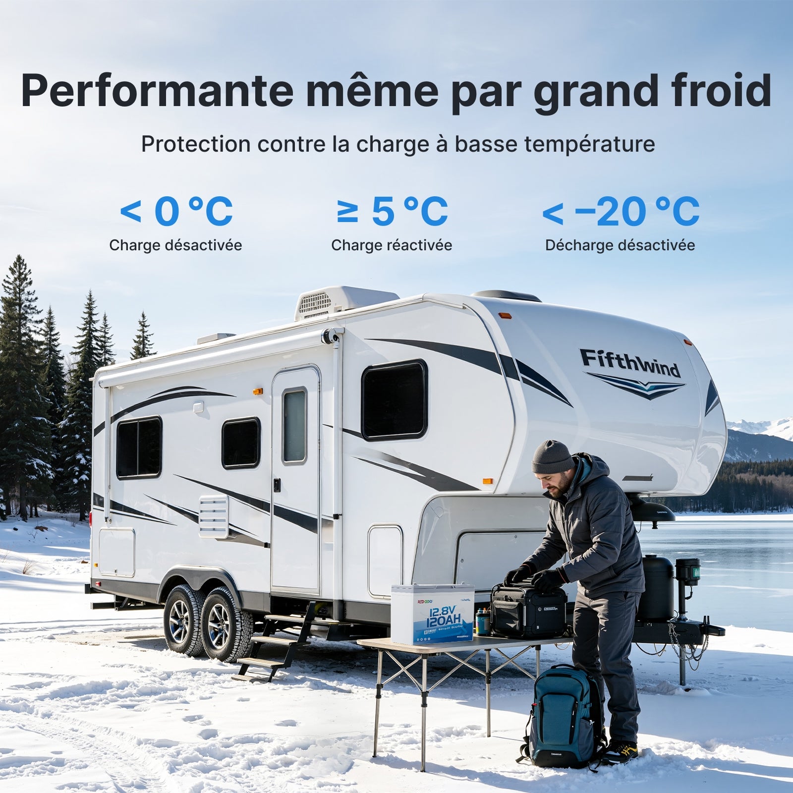 Redodo 12V 120Ah Mini LiFePO4 avec Bluetooth