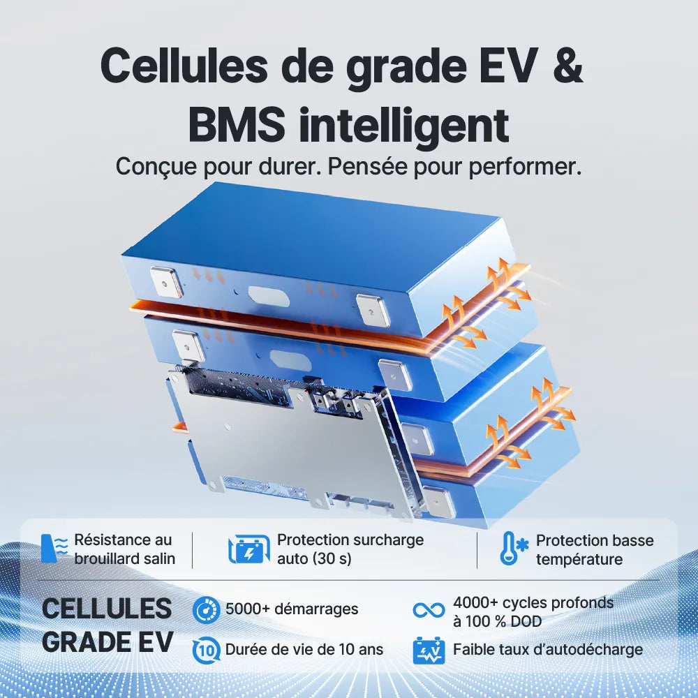 Redodo 12V 165Ah à double usage Batterie marine LiFePO4 avec Bluetooth