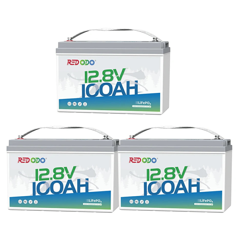 Redodo Batterie Lithium LiFePO4 12V 100Ah - Batterie Solaire，Cellule de Qualité EV