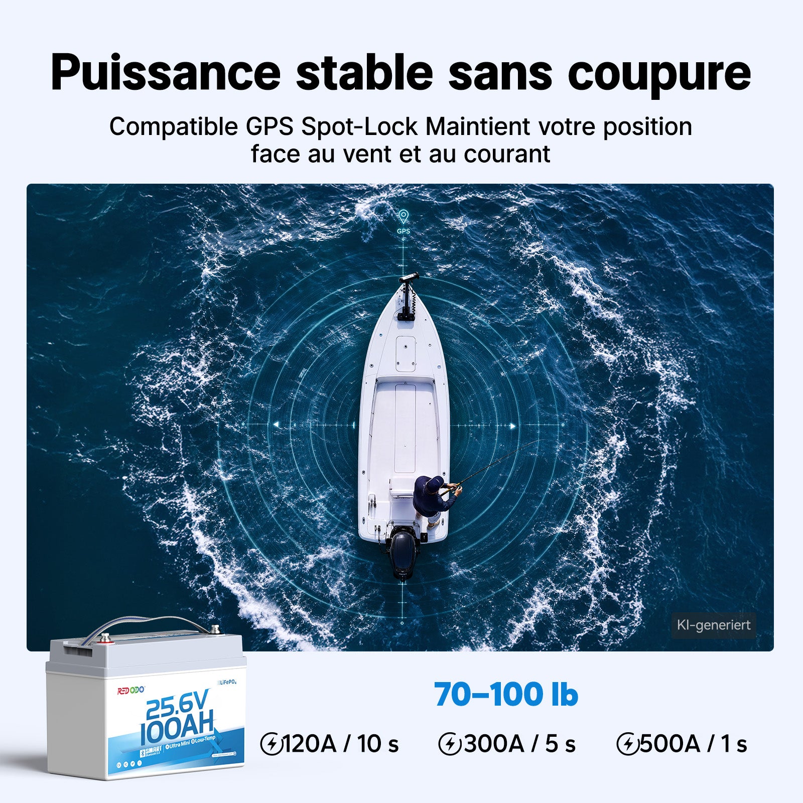 Redodo 24V 100Ah LiFePO4 Ultra Mini Batterie avec Bluetooth pour bateaux