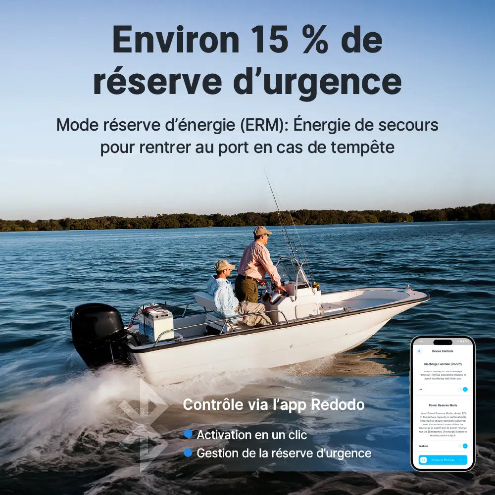Redodo 12V 165Ah à double usage Batterie marine LiFePO4 avec Bluetooth