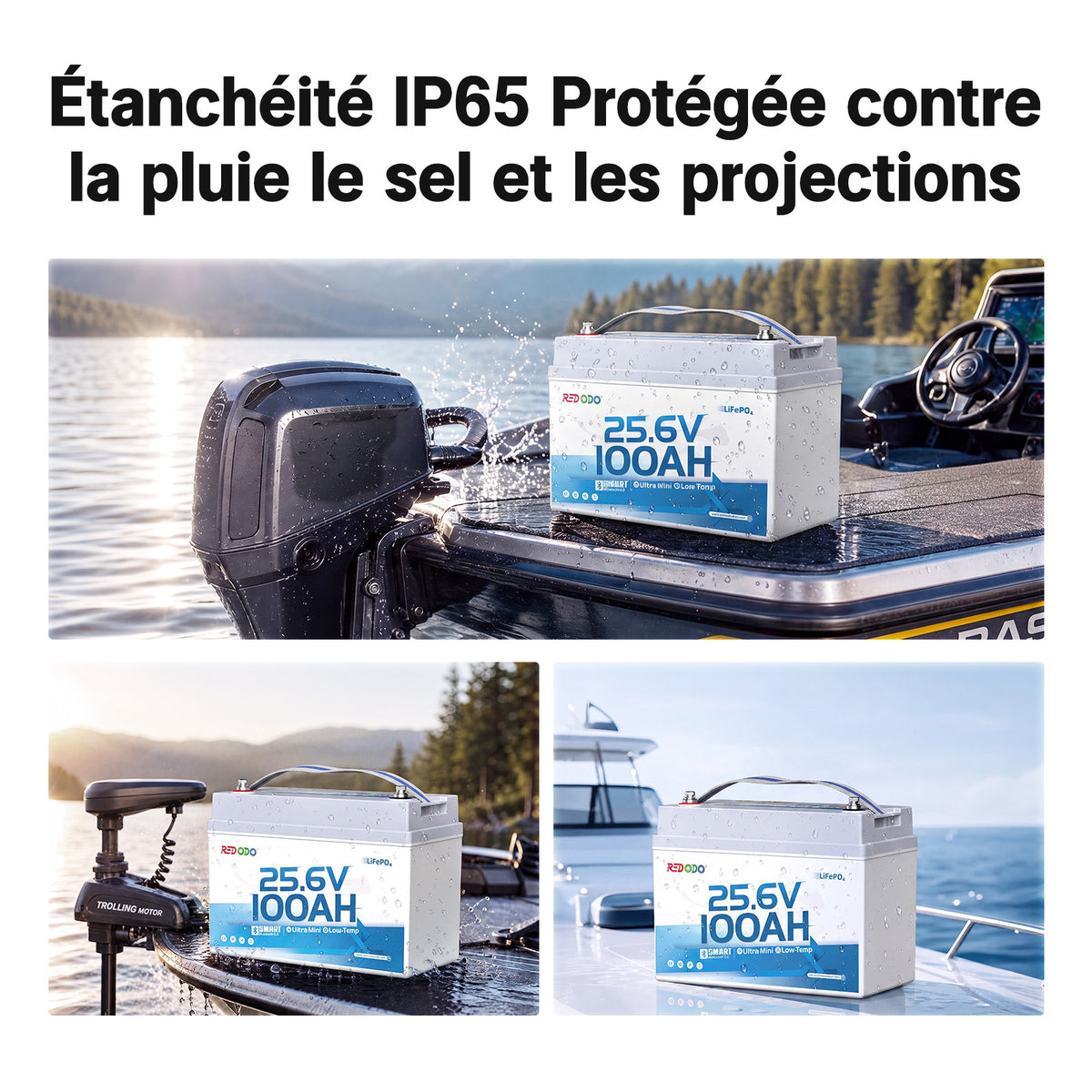 Redodo 24V 100Ah LiFePO4 Ultra Mini Batterie avec Bluetooth pour bateaux