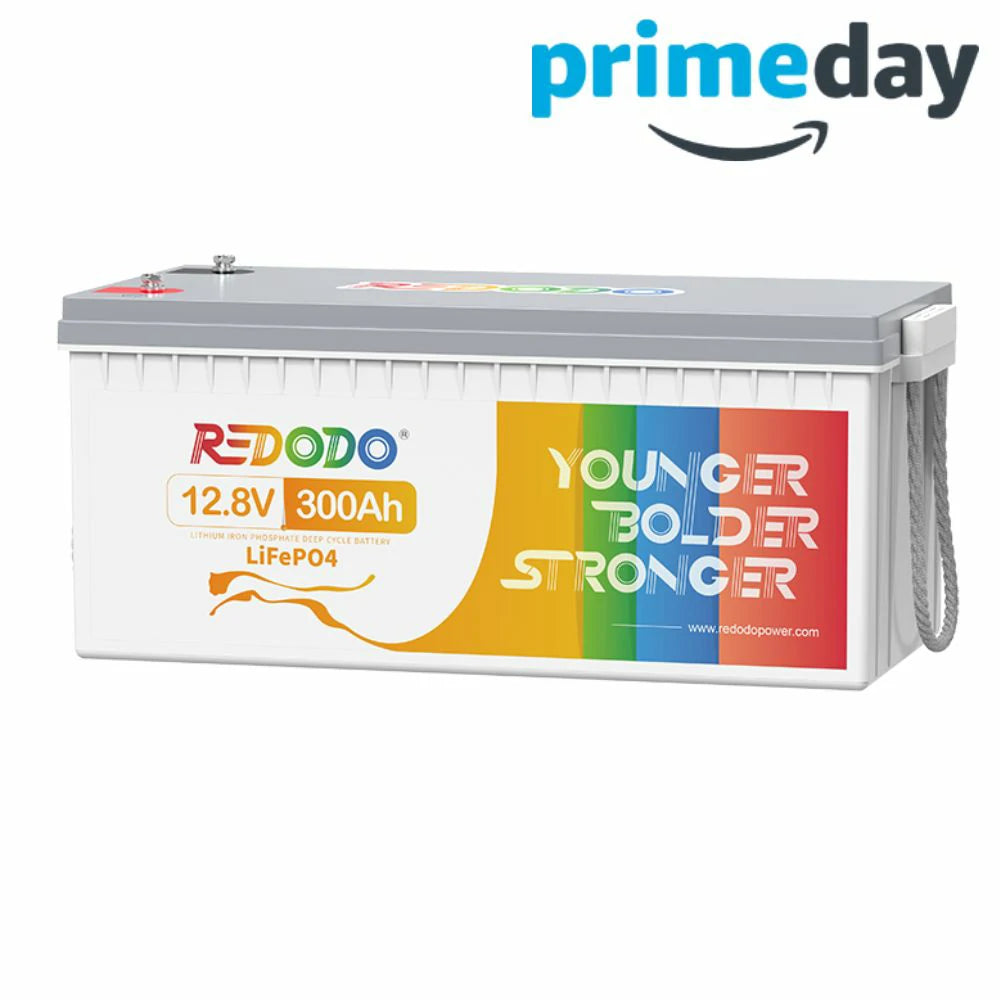 Redodo Batterie Lithium LiFePO4 12V 300Ah - BMS 200A - Panneau Solaire, Camping-Car