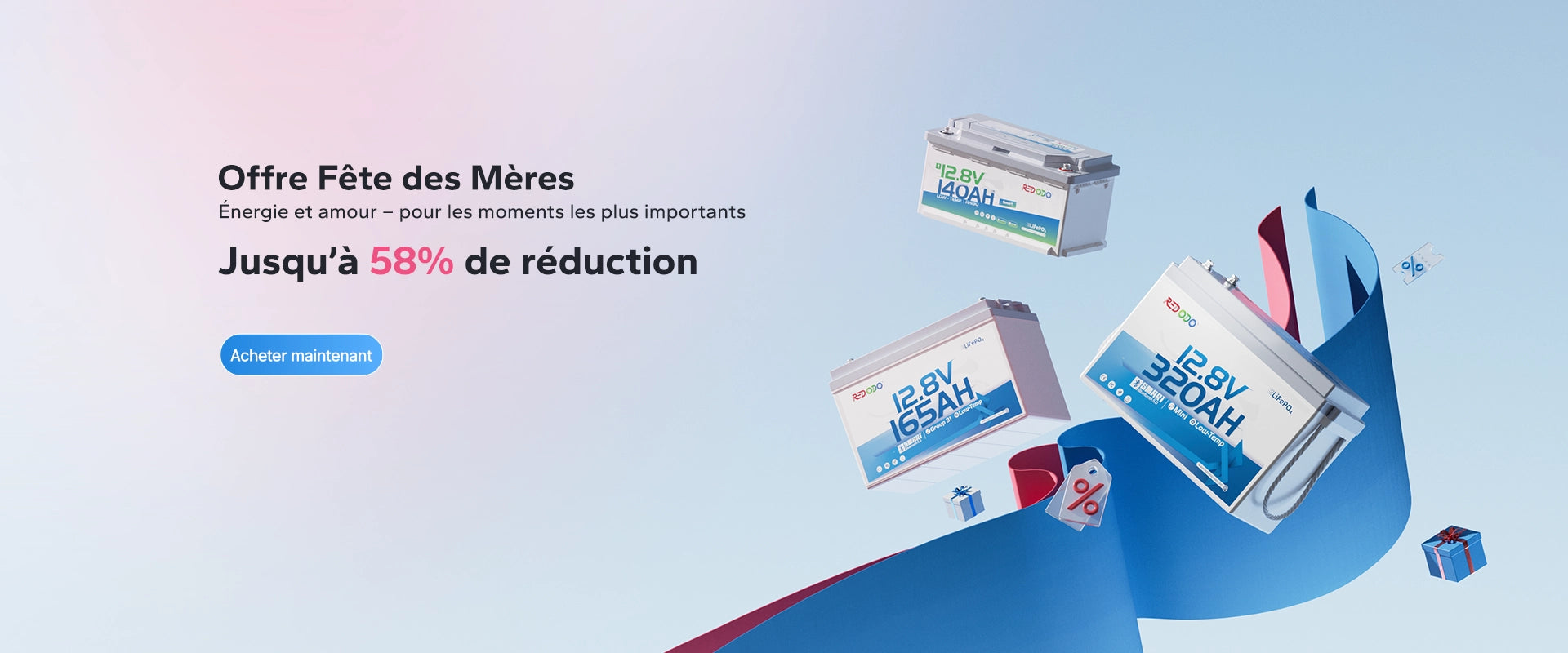 Méga offre Fête des Mères 2026 sur les batteries LiFePO4 lithium Redodo