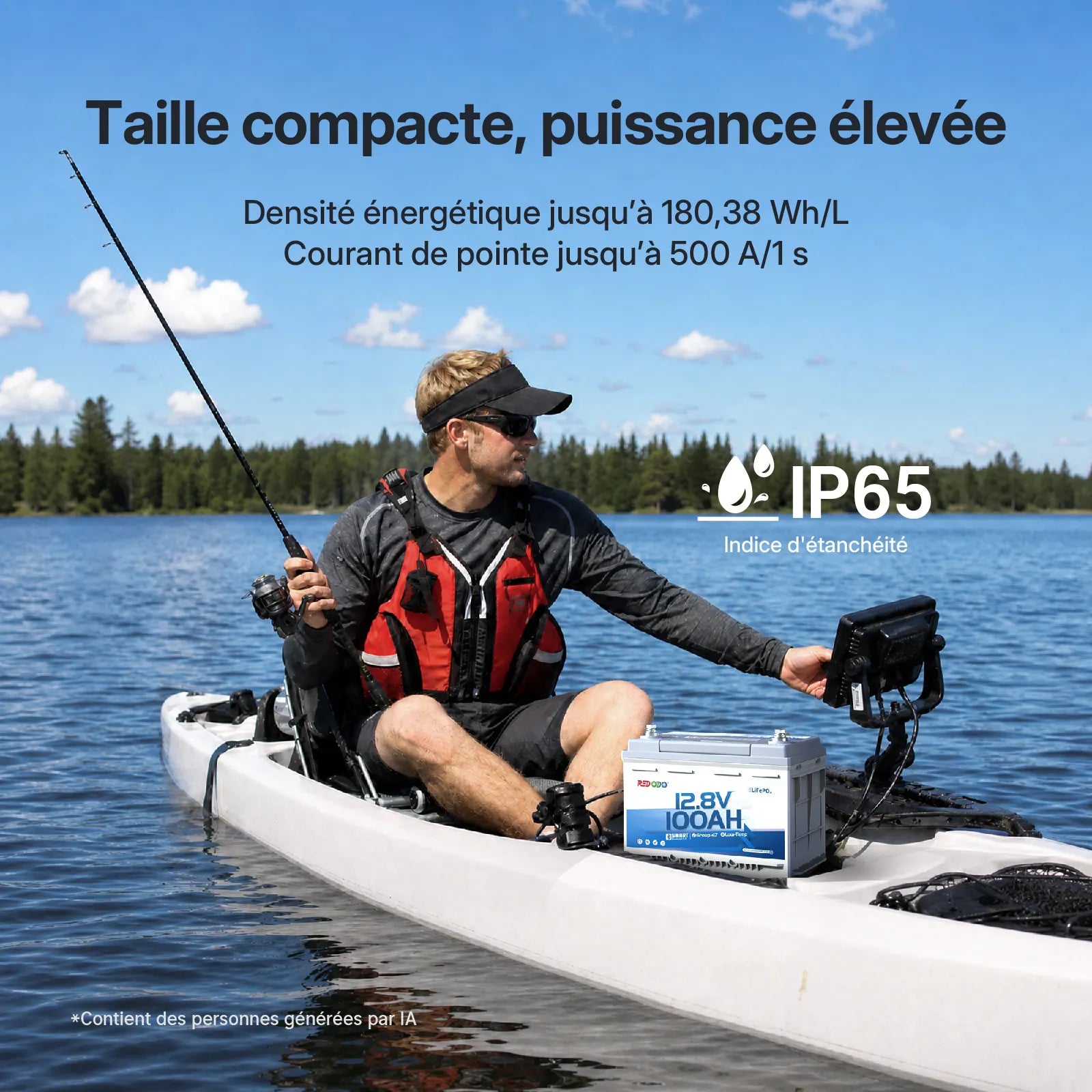 Redodo 12V 100Ah H168 – Batterie LiFePO4 Bluetooth sous siège pour camping-car 【Early Bird Code: H168new】】
