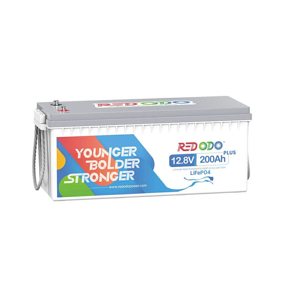 Batterie lithium Redodo 12V 200Ah Plus avec BMS 200A — compacte, puissante, idéale pour le solaire, le camping-car et les applications marines