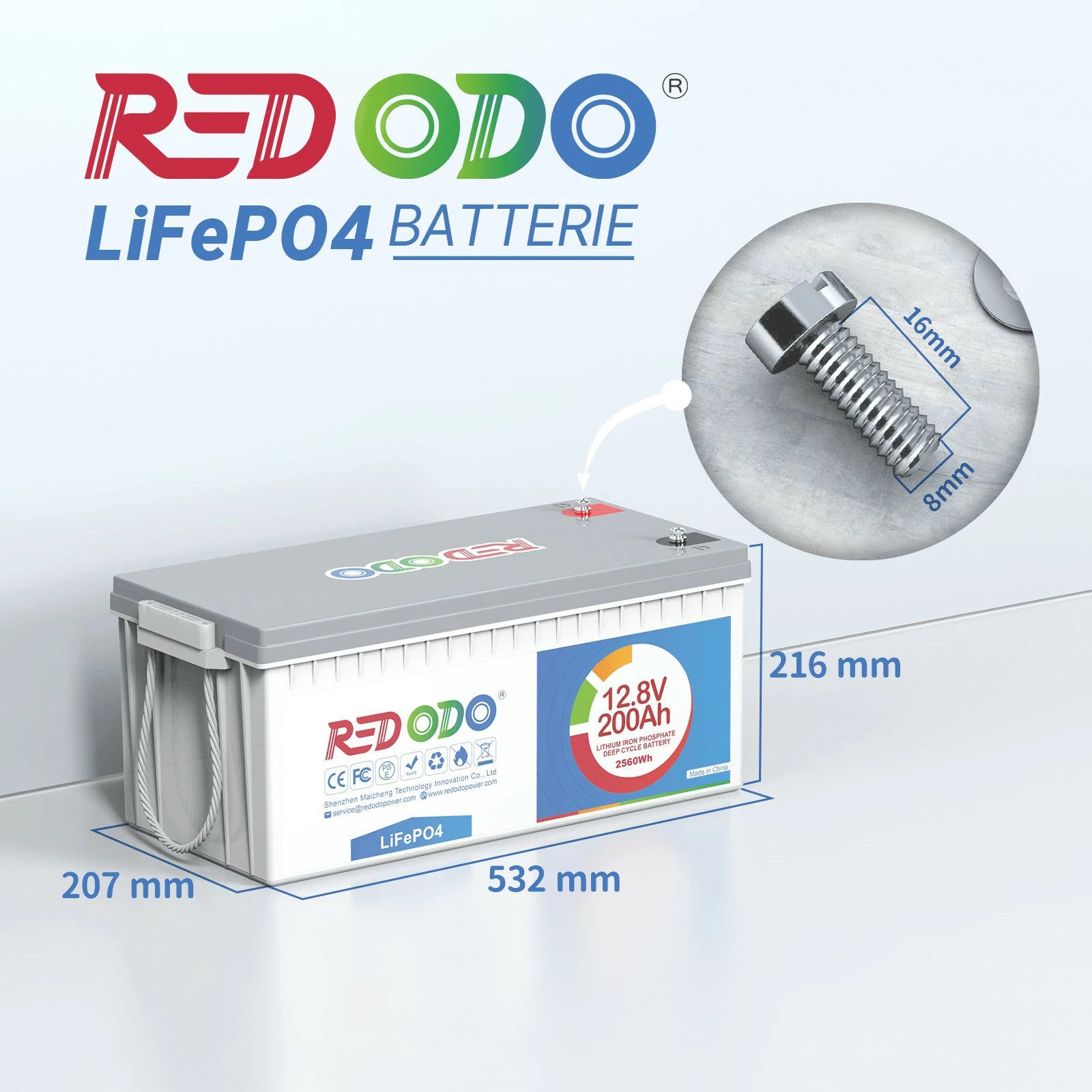 Redodo Batterie Lithium LiFePO4 12V 200Ah