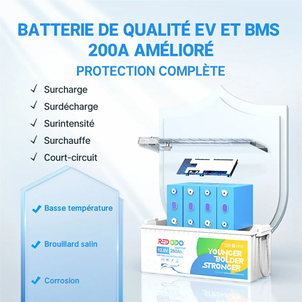 Redodo Batterie lithium LiFePO4 12V 280Ah Basse Température