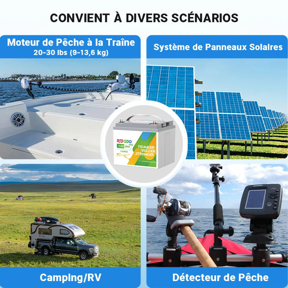 Batterie Redodo 12V 50Ah adaptée aux petits appareils