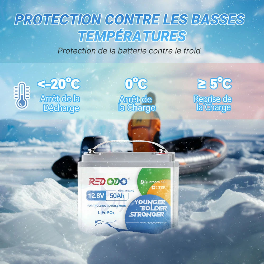 R12V50-50-TM-BT-4-A38-FR,Protection thermique intégrée : arrêt de charge/décharge par grand froid, batterie fiable jusqu’à -20°C