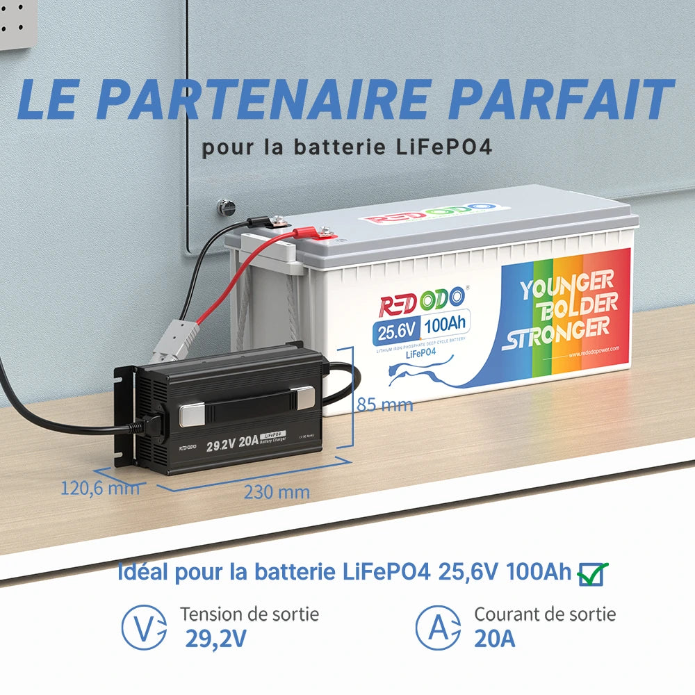 Redodo 29.2V 20A Chargeur de Batterie LiFePO4 Redodo 29.2V 20A Chargeur de Batterie LiFePO4