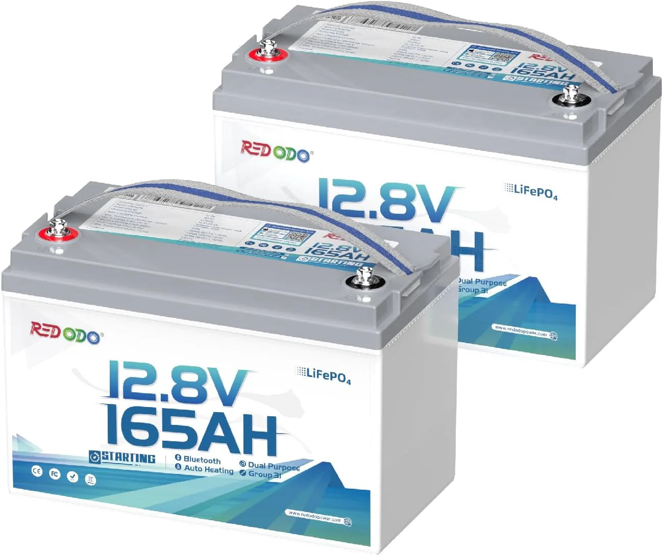 Redodo 12V 165Ah à double usage Batterie marine LiFePO4 avec Bluetooth